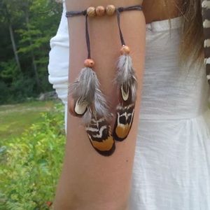 Boho Tribal Feather Upper Armlet Bracelet Cuff
